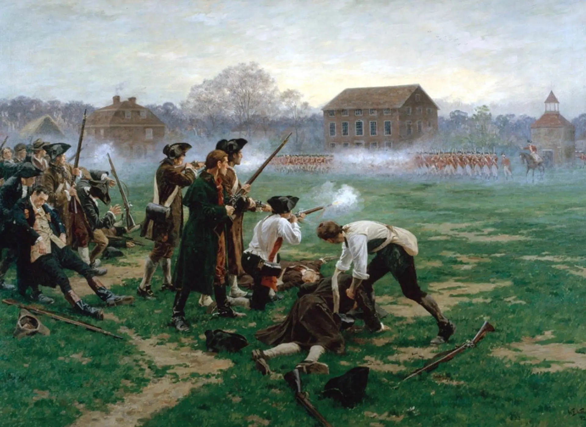 Historical battle scene with soldiers